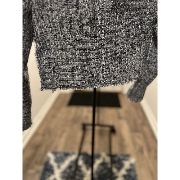 Banana Republic Navy & White Tweed Zip-Up Blazer Jacket – Size 00 - Picture 2 of 14